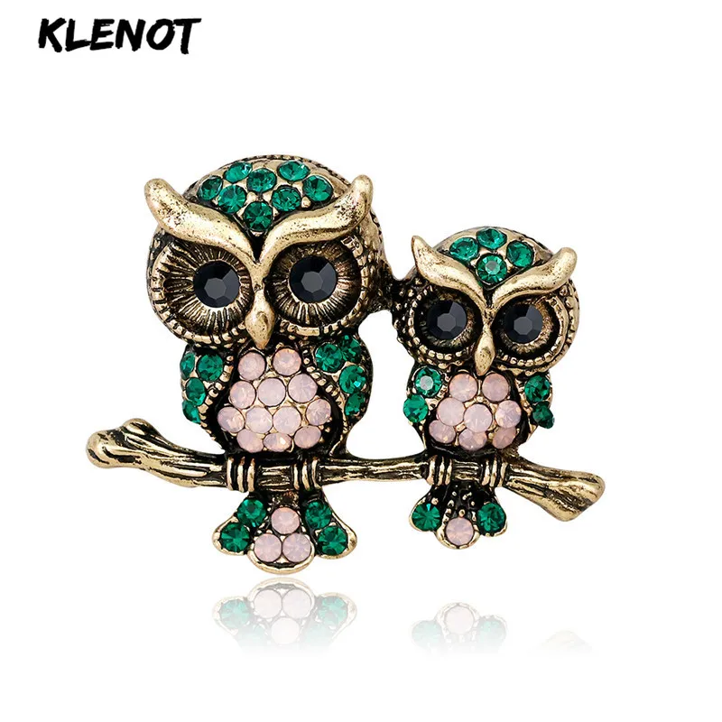 

Vintage Animal Owl Brooch Rhinestone Bird Branch Pins Brooches Mother with Kids Couple Love Jewelry Breastpin Mother's Day Gifts