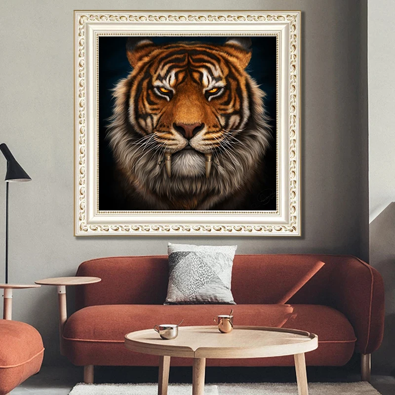 

5D Diy Diamond Painting tiger Picture Full Square Drill Resin Diamond Embroidery Living Room Wall Decor Handiwork Arts
