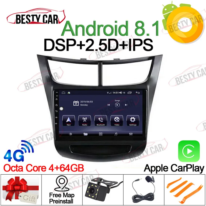 

9" Android 8.1 Car Multimedia Player Stereo GPS for Chevrolet Sail 3 2015 2016 2017 2018 Navigation Radio Head Unit 2.5D+IPS BT
