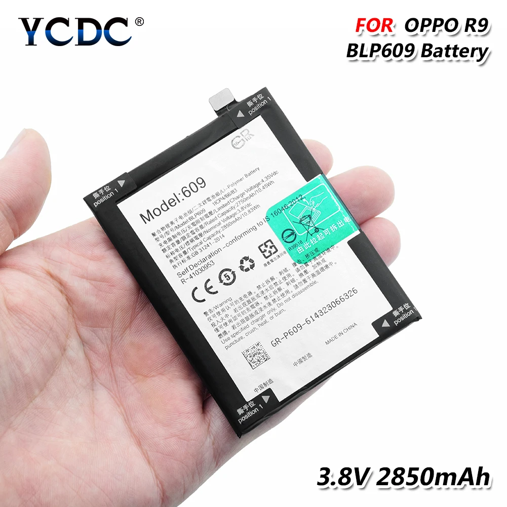 100% 2019 Оригинал YCDC поле высокая эффективность оригинальный BLP609 BLP 609 батарея для OPPO R9 r9m r9tm 2850 мАч литий-ионный батарея
