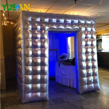 Cheap Portable Inflatable Photo Booth Enclosure With 16 Multi-Colors Led Lights And Air Blower And Photo Booth Props For Party Wedding