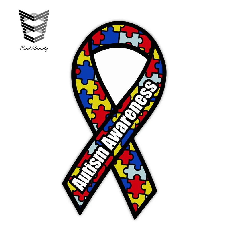 

EARLFAMILY 13cm X 6.9cm Autism Awareness AA Ribbon Car Truck Decal Sticker Car Window Bumper Motor Car Decals Accessories