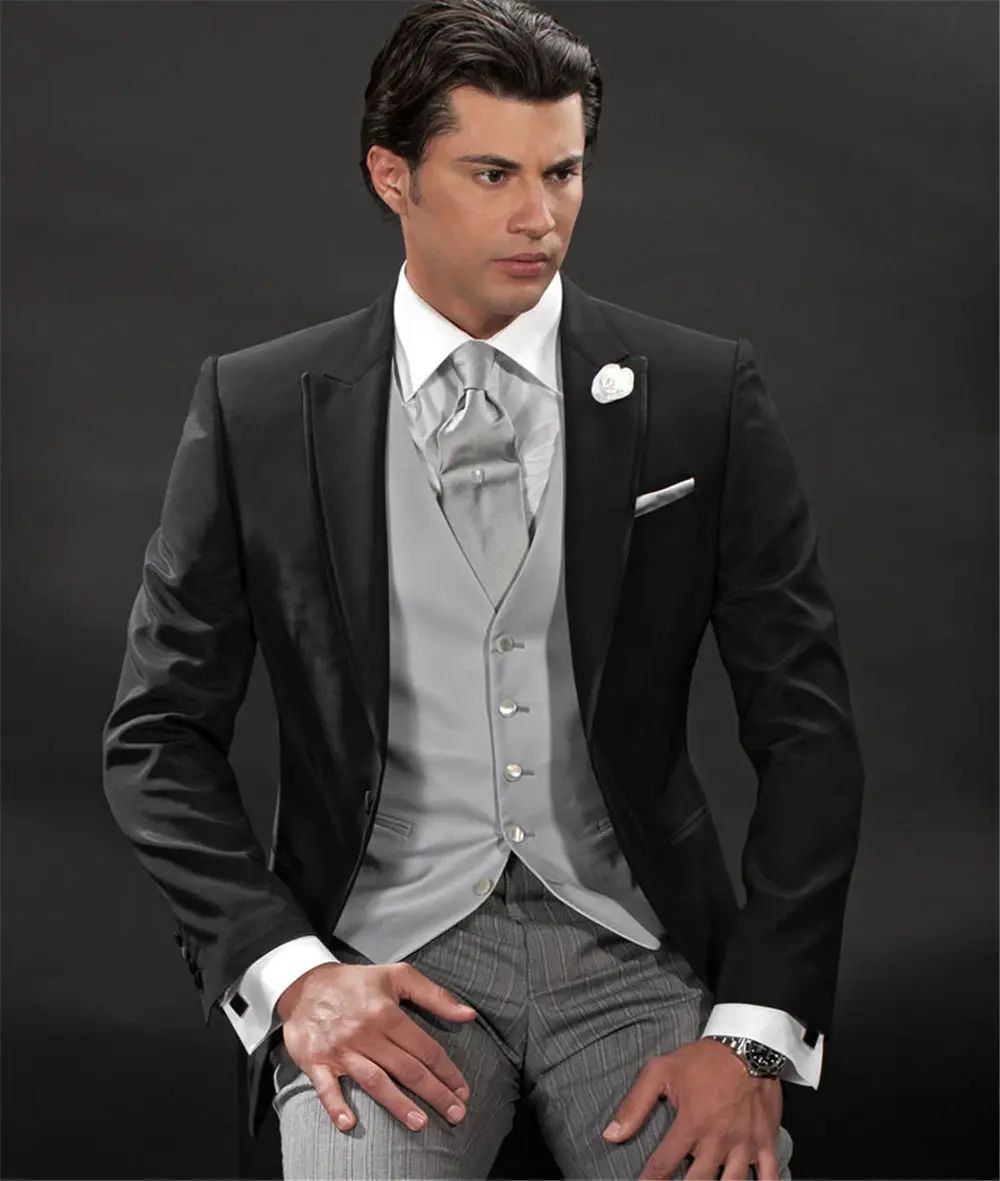 Black suit grey vest Clearance