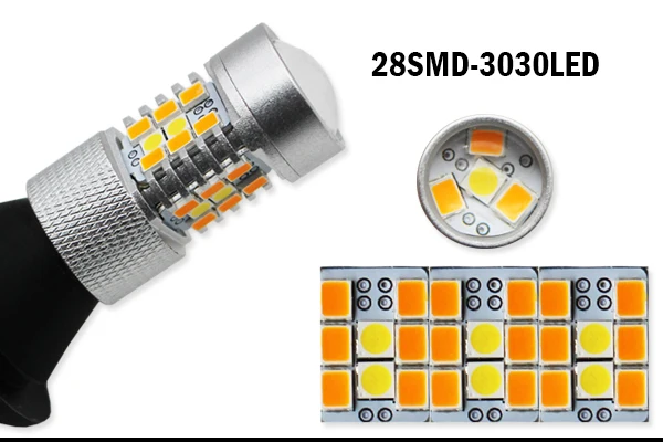 IJDM Высокая мощность T20 7440 светодиодный 28-SMD 3030 светодиодный дневные ходовые огни/указатели поворота конверсионный комплект для-up Ford Mustang