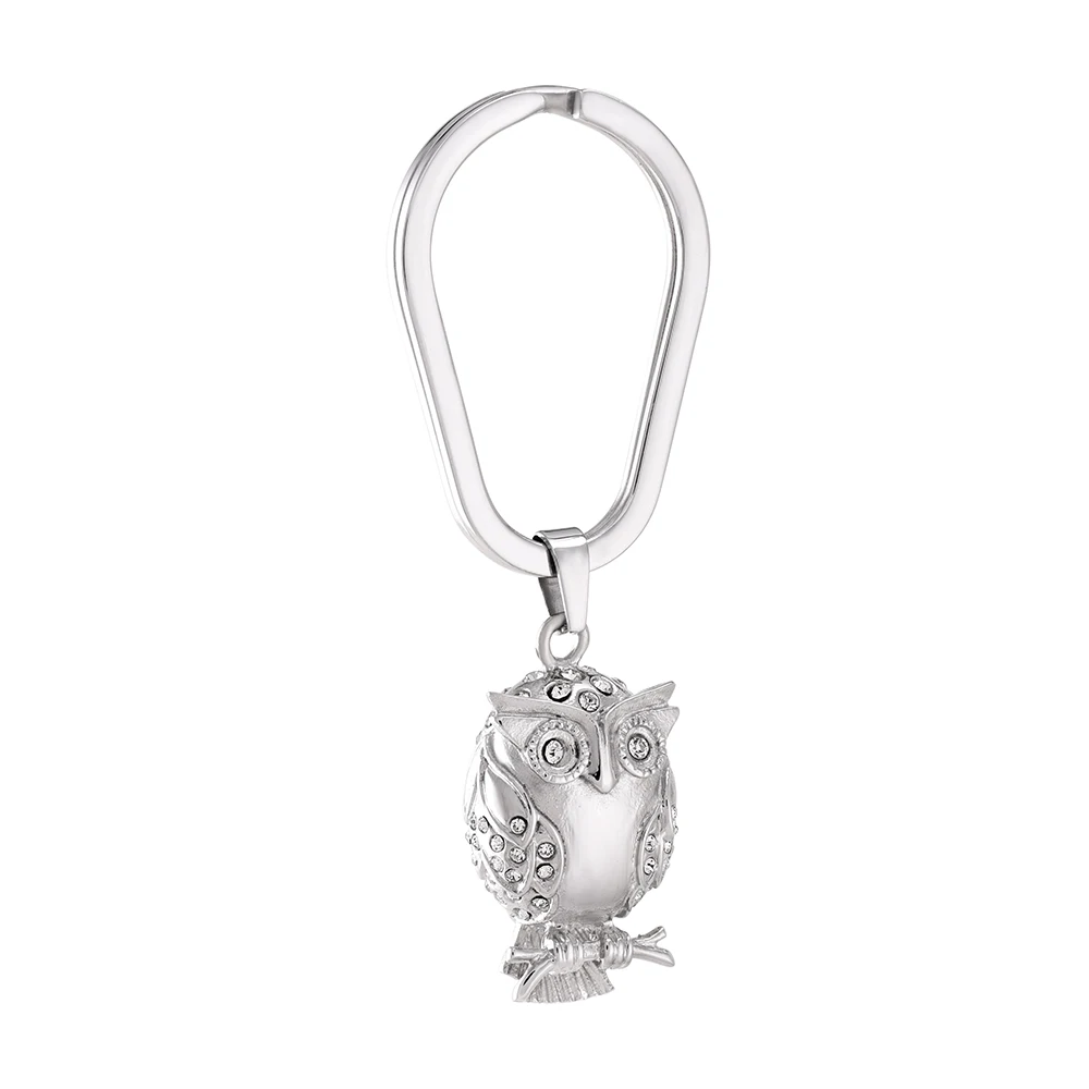 

IJK2040 Stainless Steel Urn Key Chain Crystal Owl Pendant Stainless Steel Ash Holder Memorial Keepsake Cremation Jewelry