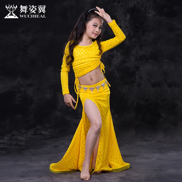 Newest Fashion high quality lace Belly dance 2pcs set for little girl/children/kids dancer,vogue