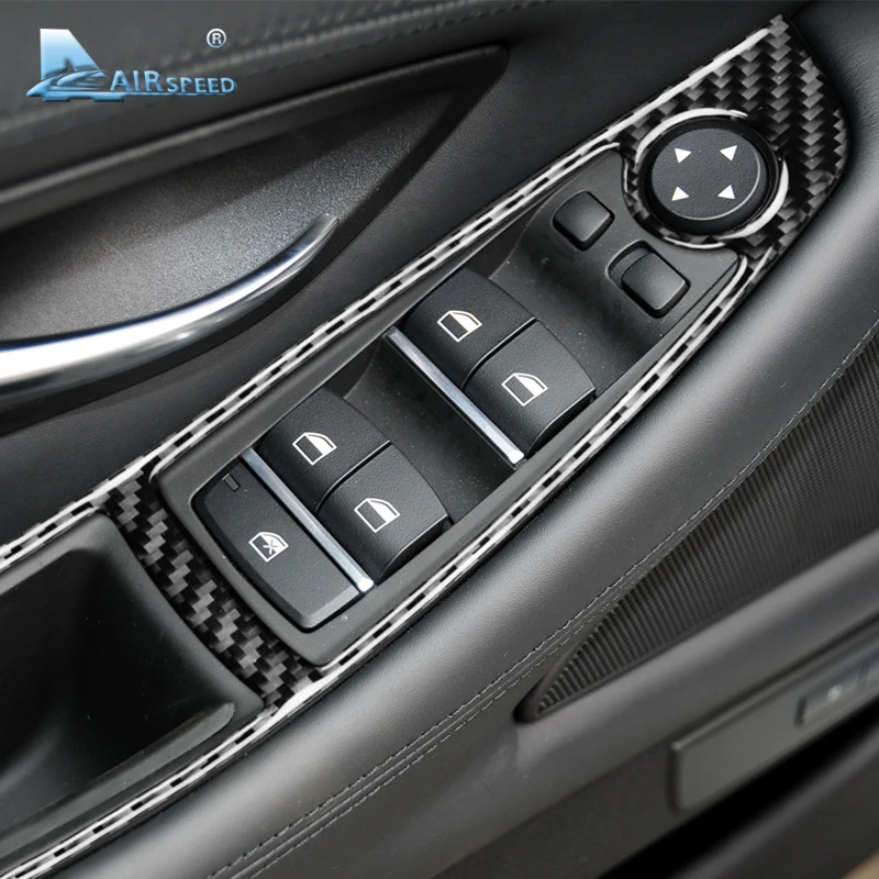 

Airspeed for BMW F10 5 Series 2011-2017 LHD Accessories Carbon Fiber Car Window Lifter Switch Control Frame Cover Trim Stickers