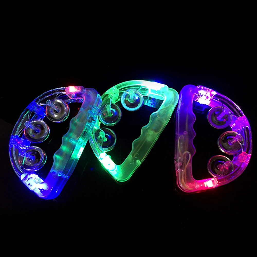 

Colorful LED Flashing Baby Rattle Hand Bell Practical Jokes Christmas Light Up LED Tambourine Luminous Toys Bar KTV Party Prop