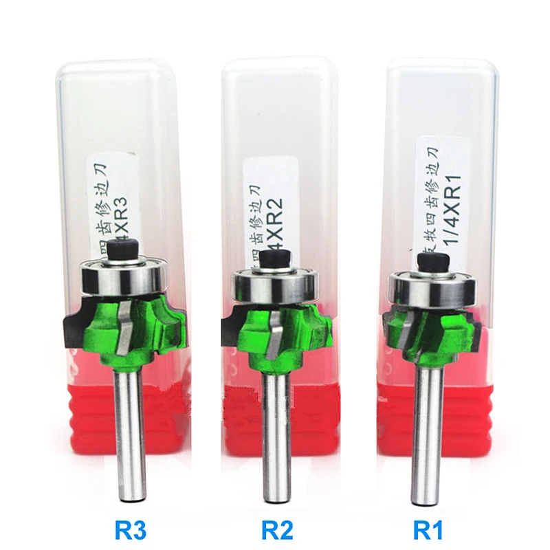 1 шт. 1/4/6,35 мм деревообрабатывающий фасонно-Фрезерный резак R1/R2/R3 обрезки Ножи 4 флейты Край Резки по дереву, фреза для дерева