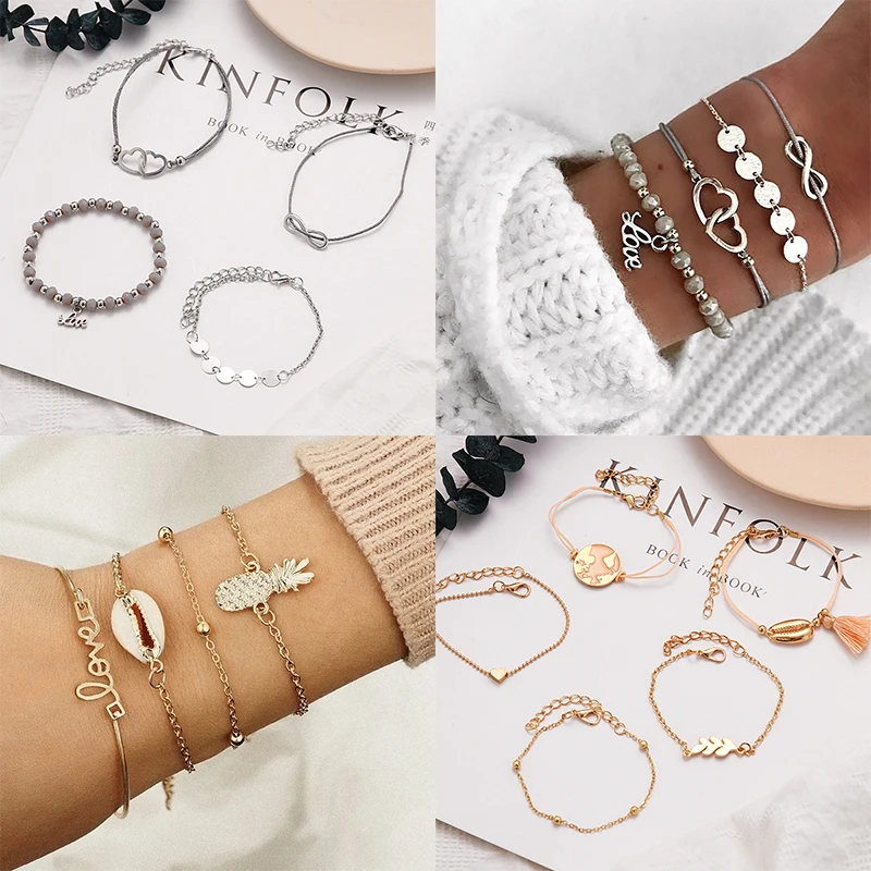 

Fashion Letters Tassel Bracelet set for women Turtle Animal Fruit Geometric Beads Multilayer Bracelet Charm Party Jewelry Gifts