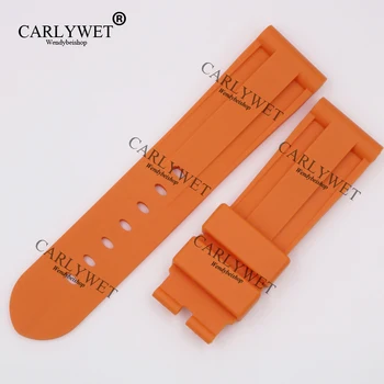

CARLYWET 24mm Wholesale Newest Orange Waterproof Silicone Rubber Replacement Wrist Watch Band Strap Belt For Luminor