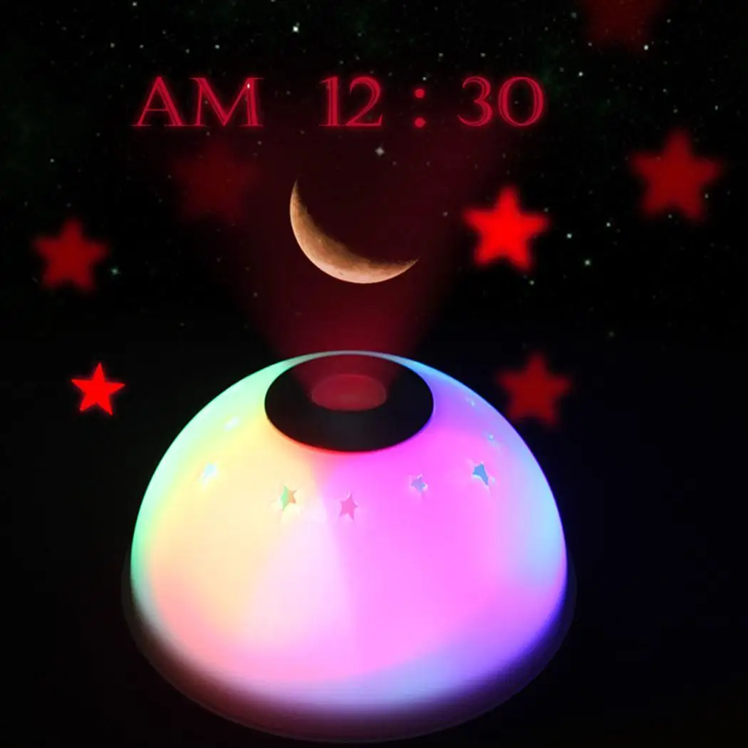

Children Digital and Battery Projection Bedroom Clock Night Alarm Moon LCD Bedroom White Home Clock LED Room Light Star etc s