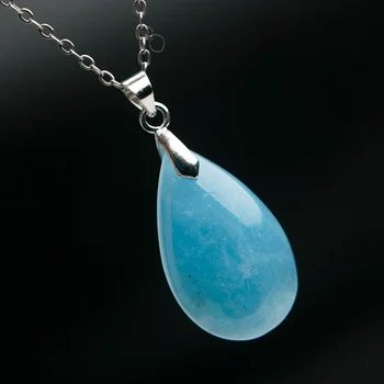 

Genuine Natural Ice Blue Aquamarine Crystal Gemstone Clear Pendant Ocean Aquamarine 25x16x10mm Healing Woman Drop Shipping AAAAA