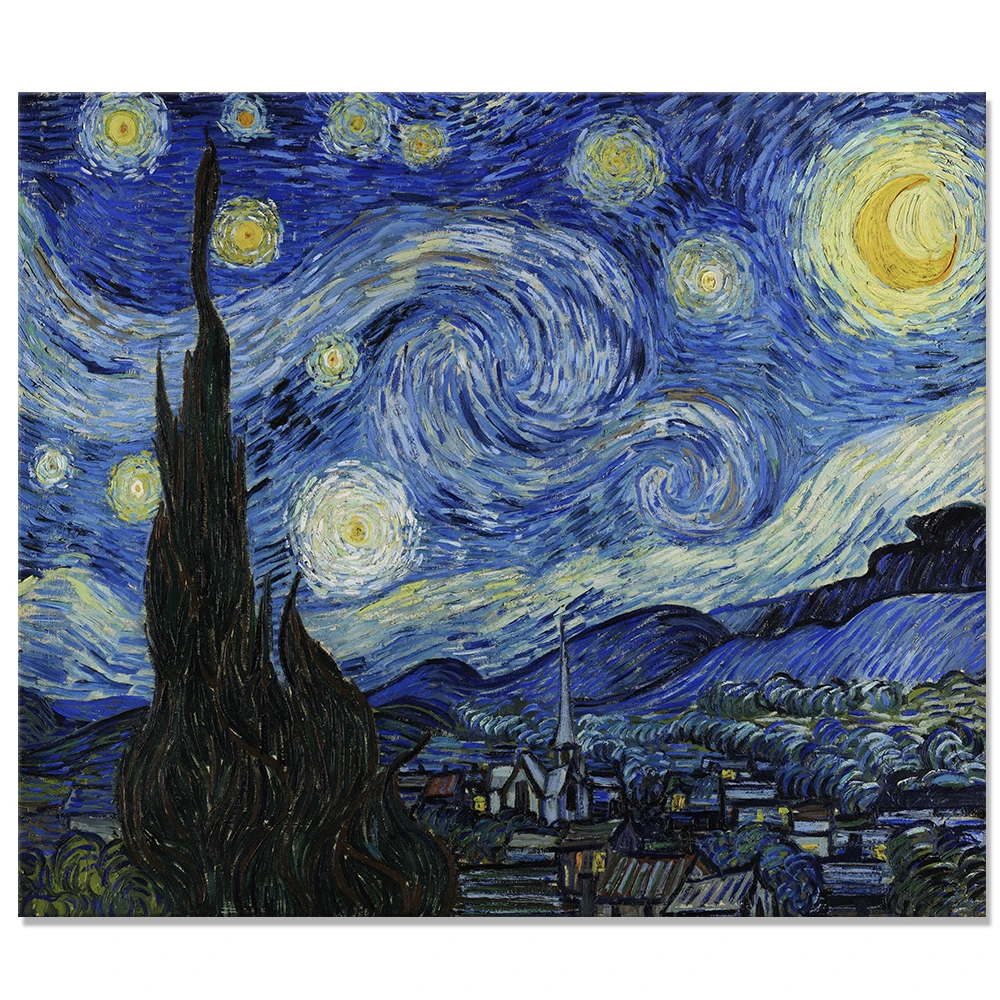 빈센트 반 고흐의 별이 빛나는 밤 인상파 대표 작품 고품질 유화 복제 벽 그림|그림 & 서예| - Aliexpress