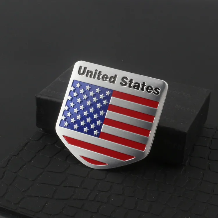 10 шт. американский флаг США тонкая алюминиевая этикетка эмблема из хрома Стайлинг автомобиля Наклейка длинная квадратная панель для ford Buick Land Rover - Цвет: USA flag 5