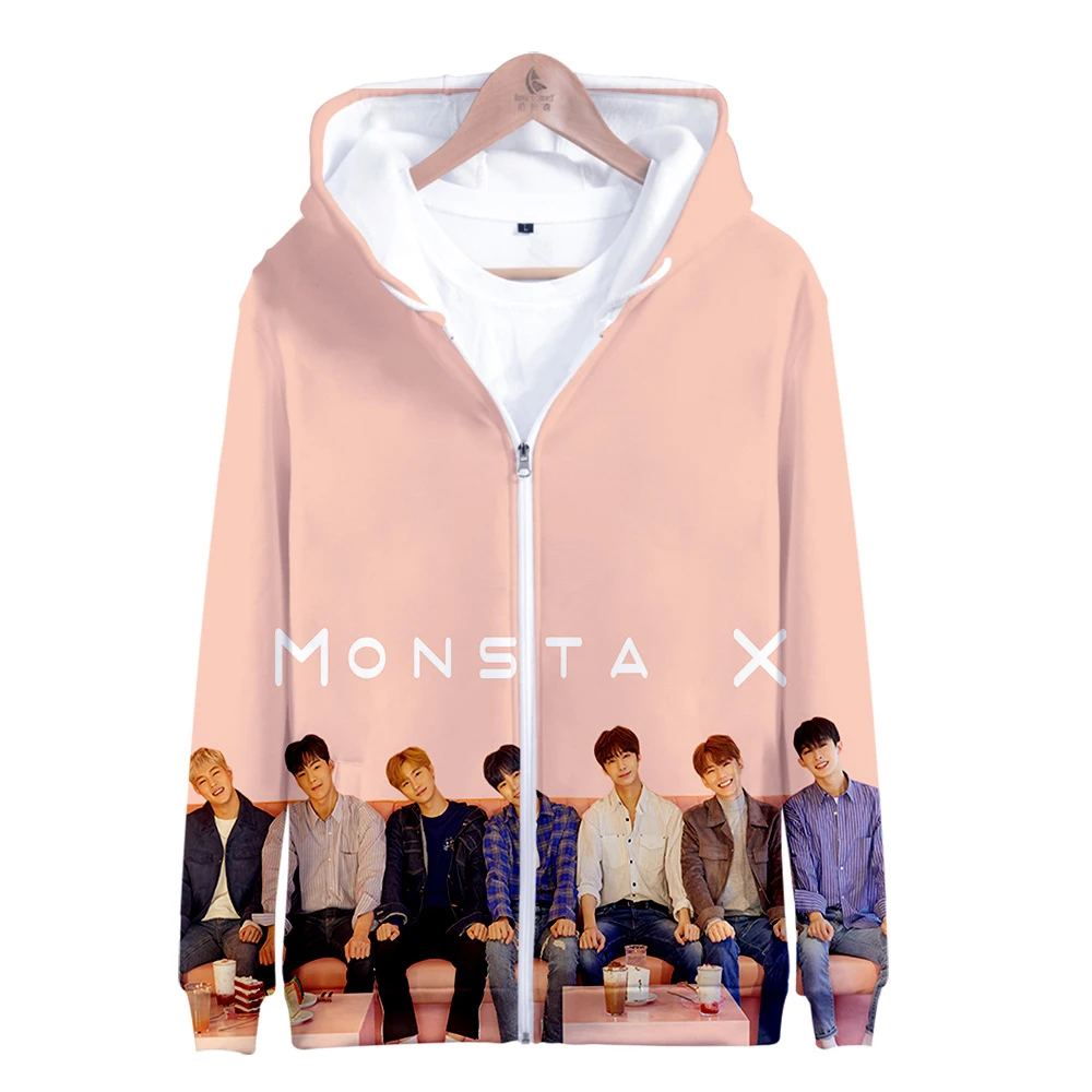 

Monsta X 3D Printed Zipper Hoodies Women/Men Fashion Long Sleeve Hooded Sweatshirts 2019 Hot Sale Kpop Casual Streetwear Clothes