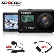 SOOCOO S200 Экшн-камера, 4k камера, спортивный водонепроницаемый чехол, внешний микрофон, микрофон, gps, WiFi, 2,45 дюймов, сенсорный экран, гироскоп