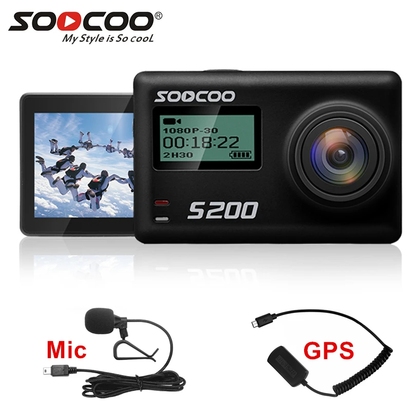  SOOCOO S200 action camera 4k camera sport with waterproof case external microphone mic GPS WiFi 2.4