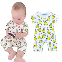 Retail Summer 2016 Baby Romper Cute Pineapple Printed Newborn Rompers Infant Clothing Fruit Pattern Boy Girl Clothes ropa bebe