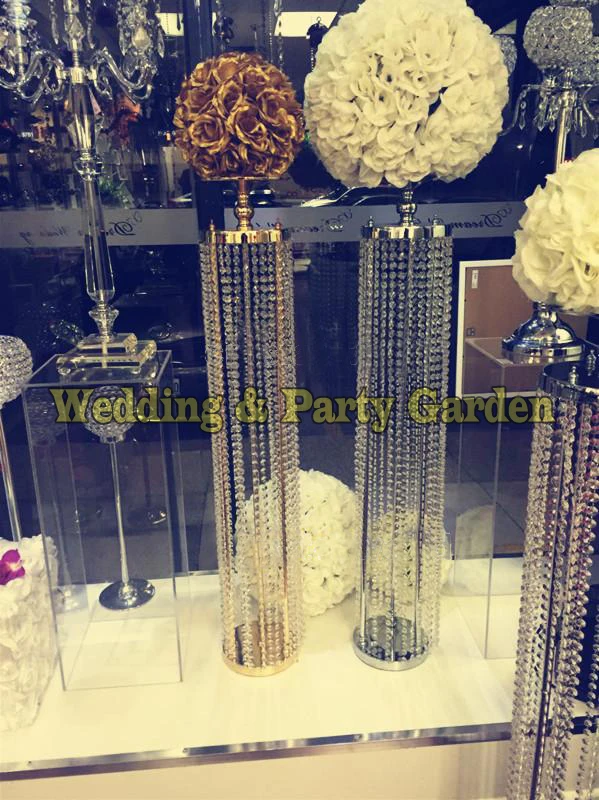 

120cm Tall Wedding Aisle crystal pillars flower vase road leads Wedding Centerpiece Event Props