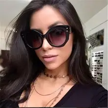 Сексуальные роскошные негабаритные солнцезащитные очки с заклепками, Женские Ретро брендовые Дизайнерские Большие Квадратные Солнцезащитные очки, Женские винтажные очки UV400