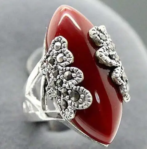 Beautiful marcasite 925 Red stone Jewelry Silver ring size 7-10 | Украшения и аксессуары