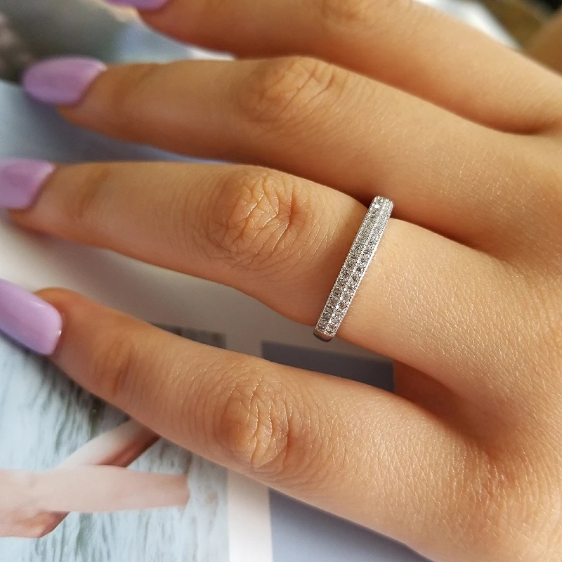 Solid Real 925 Sterling Silver Wedding eternity band Ring For women finger jewelry personalized R779A