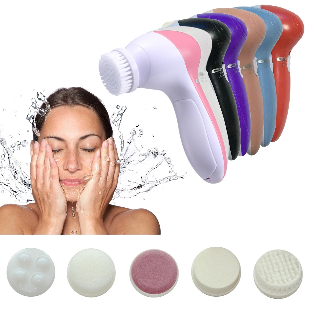 5 in 1 Electric Spin Brush Facial Cleaning Apparatus Cleanser SPA Face