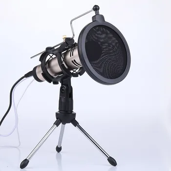 

Besegad Rotatable Adjustable Desktop Microphone Tripod Stand Mikrofon Mic Holder with Pop Filter for Meetings Podcasts