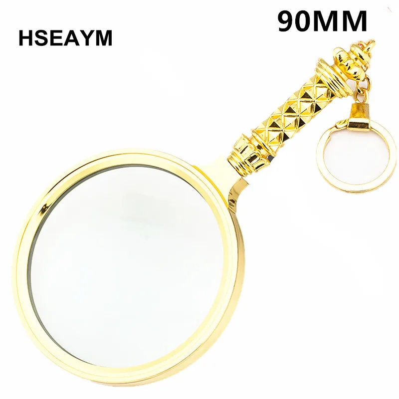 90mm Handheld Magnifier Keychain With High end Gift Carved Handle