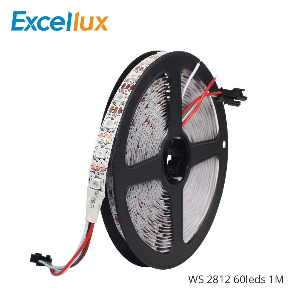 WS2812B RGB Светодиодная лента 1 м 60 светодиодов/м 2812 Светодиодная лента IP30/IP65/IP67 водонепроницаемая индивидуально Адресуемая умная WS2812 IC светильник
