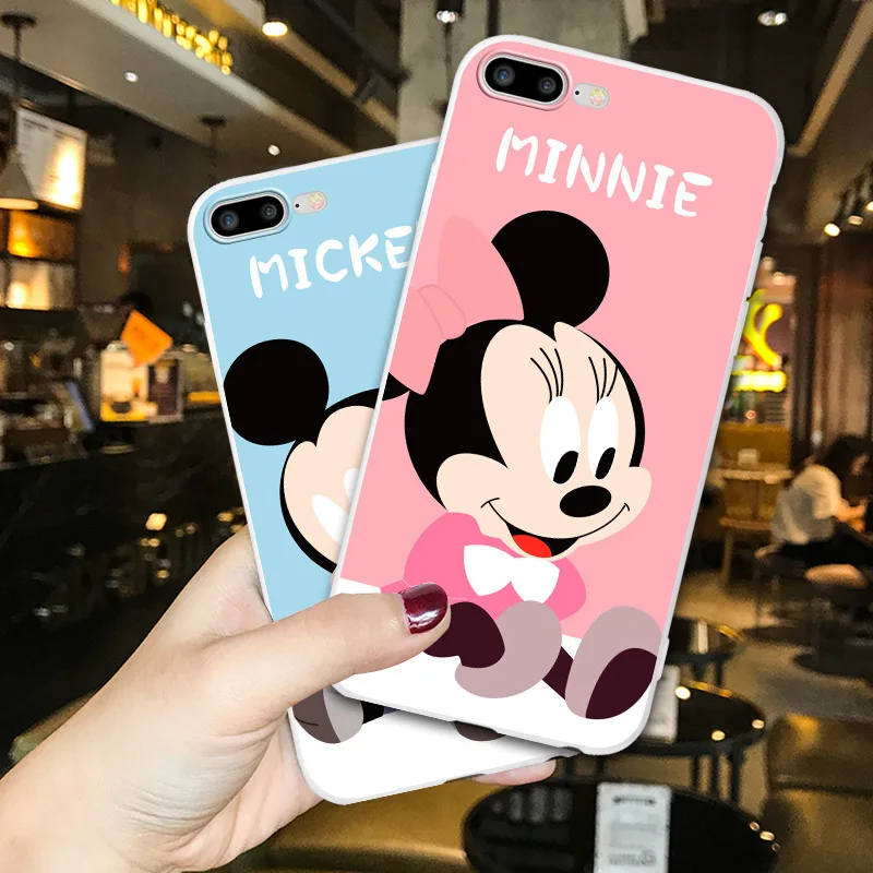 

Cute Cartoon Minnie Mickey Mouse Couple phone case for coque iphone 8 7 plus Candy colors silicone case for iphone cover X XR XS