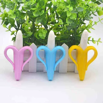 

2019 Summer New Infant Baby Boys Girls Banana Toothbrush Food Grade Silicone Teether P40