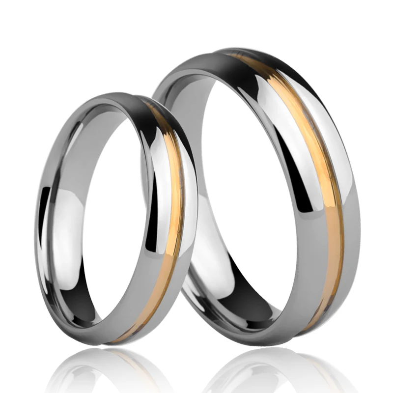 

Tungsten Men's Jewelry Couple Ring 6mm 4mm Width Rings for Women's Men's Gold Plating Rings Free Engraving