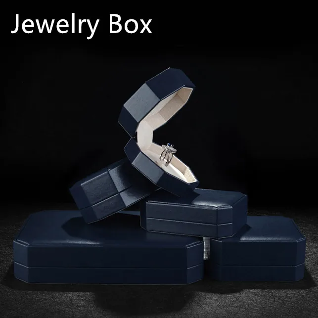 

mazarine blue ring box for jewelry storage earing pendant package jewelry-set boxes packaging display leather velvet women gift
