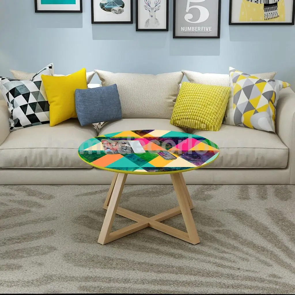 60cm Round 3D Desktop Table Top Countertop Furniture Protection Film Table Sticker PVC Film Decal Murals Cover Film	