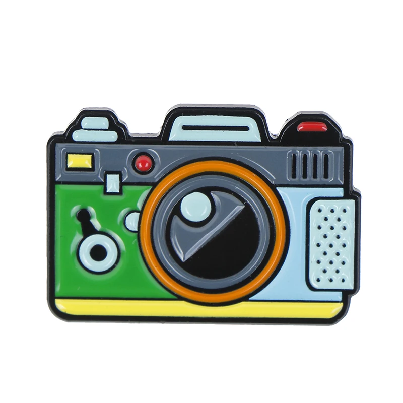 

Colorful Cartoon Cute Camera Shape Alloy Brooch Lightweight Clothes Pin Badge Enamel Lapel Dresses Hat Scarf Decor Accessory