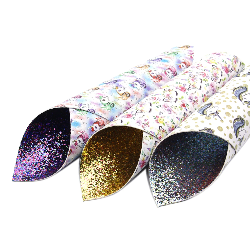 

New 20*34cm Horse Glitter Back Double Side Printed Synthetic Leather Fabric For Hair Bow Handbags Wallet Phone Case DIY,1Yc5911