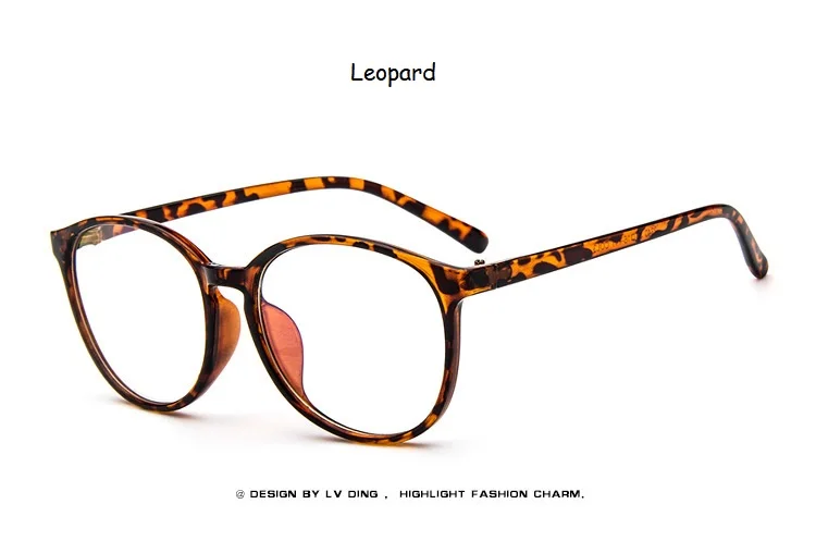 Женские очки, оправа, мужские очки, оправа, Ретро стиль, Круглые, прозрачные линзы, очки, оптическая оправа для очков, прозрачная - Цвет оправы: leopard