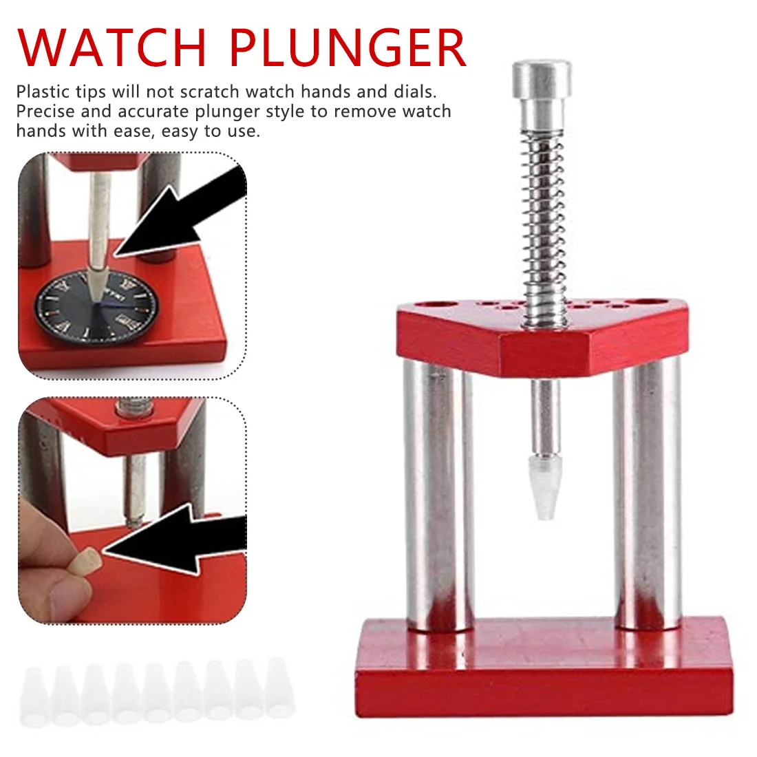 

Red Watch Tool Hand Plunger Puller Remover Hand Set Fitter Solid Alloy Steel Watch Repair Tool kit With Watch Tool Kit