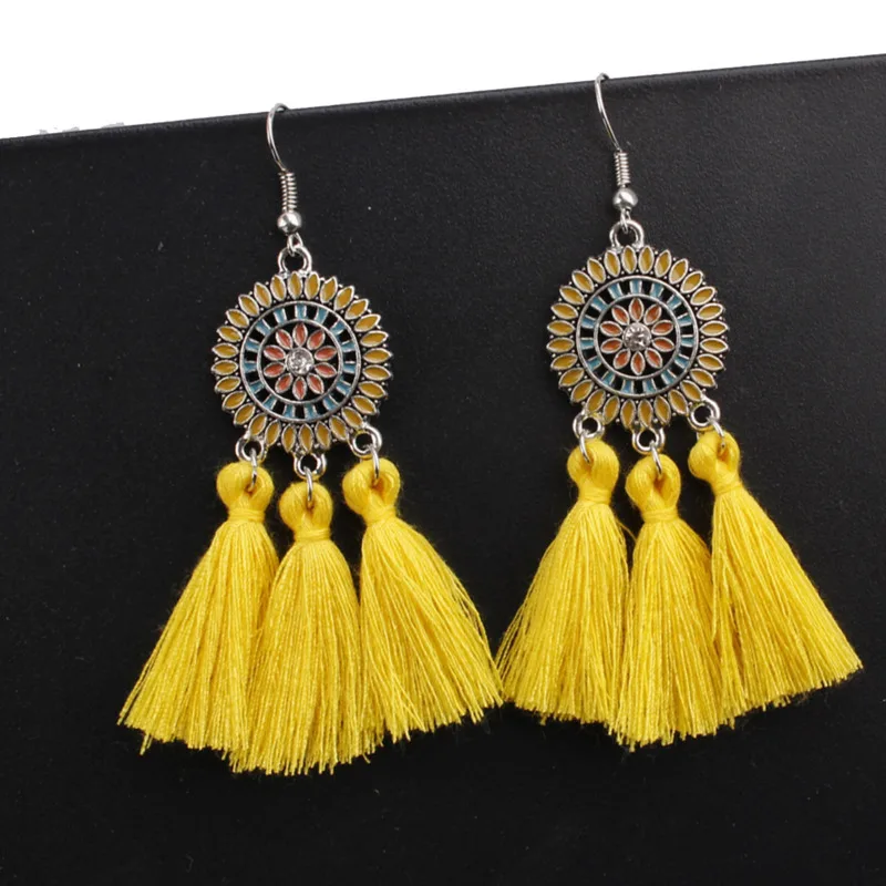 Buy Large Long Yellow Tassel Earrings Women Statement