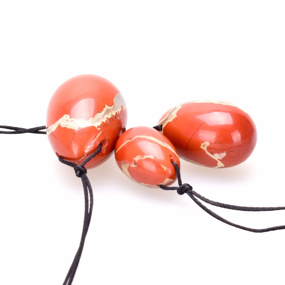 3 шт. натуральная красная яшма яйцо для тренировки вагины камни для спа-массажа нефритовые яйца для женщин Kegel Упражнение сужение мышцы влагалища шарик Бен-ва