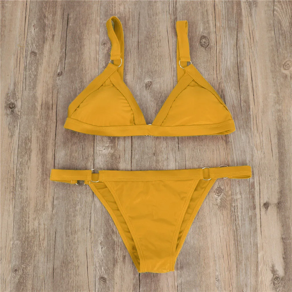 Летний купальник, женский сексуальный комплект бикини, Женский Бразильский купальный костюм, женский желтый бикини с высокой талией, пуш-ап купальник для женщин s