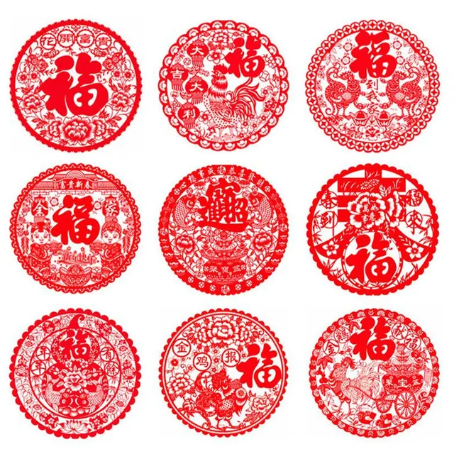 new chinese new year decorations fu word red window stickers paper word red