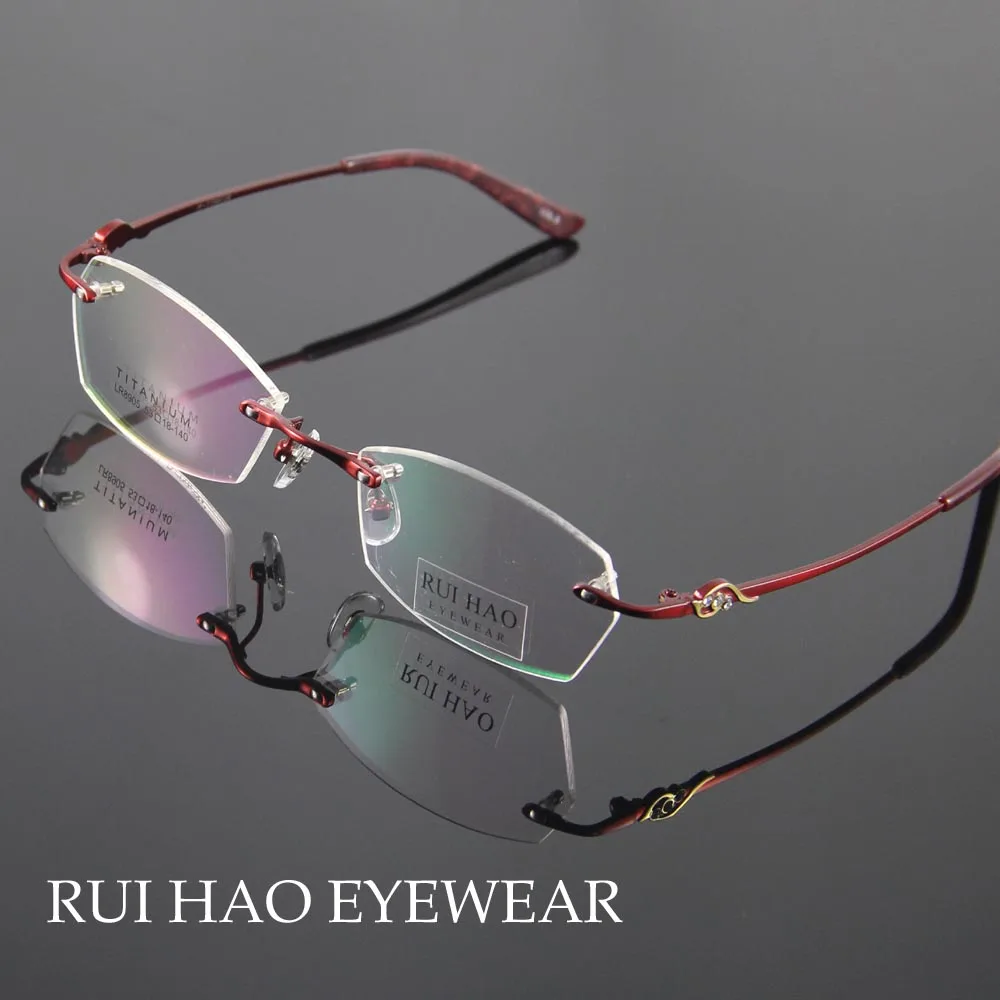 Titanium Eyeglasses Frame Fashion Eyeglasses Women Rimless Glasses Womens Optical Spectacles Eyewear Frames oculos of grau