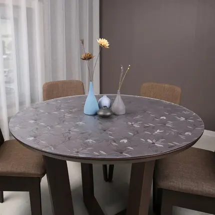  2019 round pvc table cloths oilproof/waterproof table covers 1mm/1.5mm/2mm/3mm thick crystal board 
