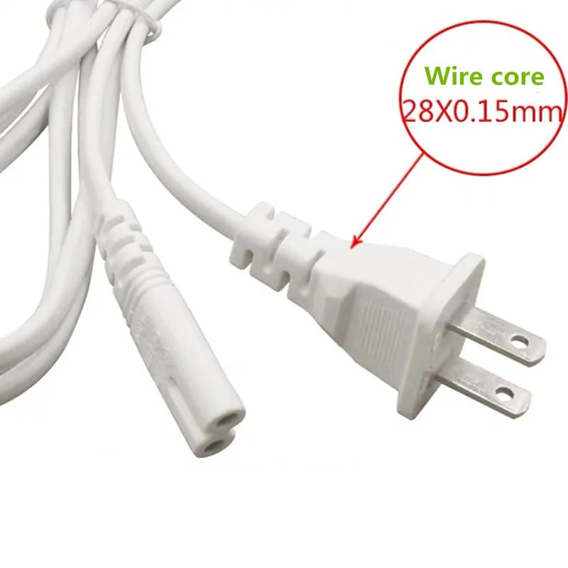 

White 1.5M US America 2-Prong Port AC Power Cord Cable Slim Power Cable for most printer & laptop AC power adapters