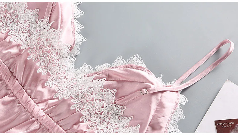 Queenral 2PCS Robe Gown Sets Women's Sleepwear Women Sexy Lace Bathrobe + Mini Night Dress Bathrobe Nightie Set Summer Lingerie 8