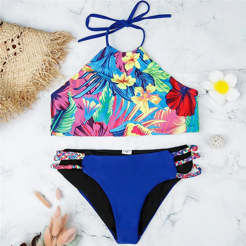 Sex Bikinis Women Swimsuit 2019 Summer Two-Piece Bathing Suits Push Up Bikini Halter Printed Swimwear Women Bikini Set J20FNFNFN (3)