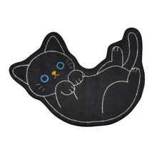 Милый черный коврик в форме кошки, коврик для гостиной, вышитый дверной коврик для крыльца, мультяшный пол Karpet, кухонные коврики 47*65 см